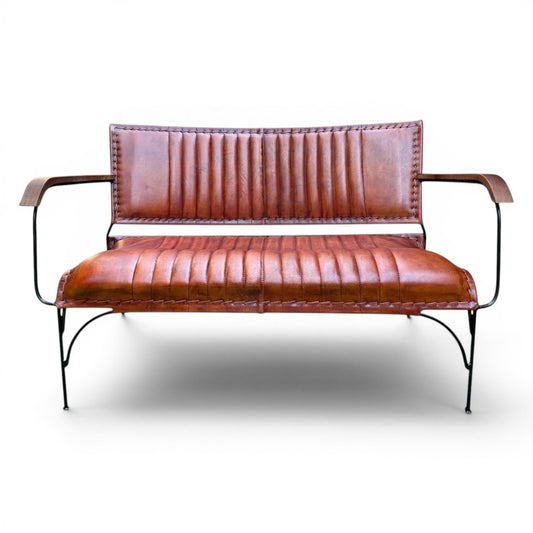 Iron & Leather 2 Seater Armchair Auburn