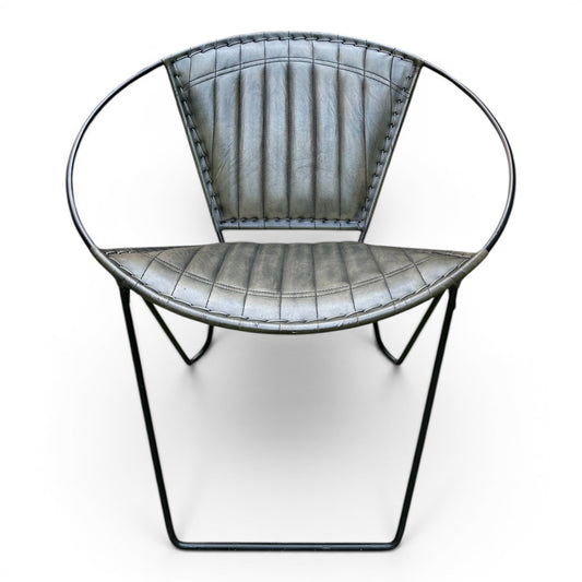 Iron & Leather Round Tub Armchair Olive