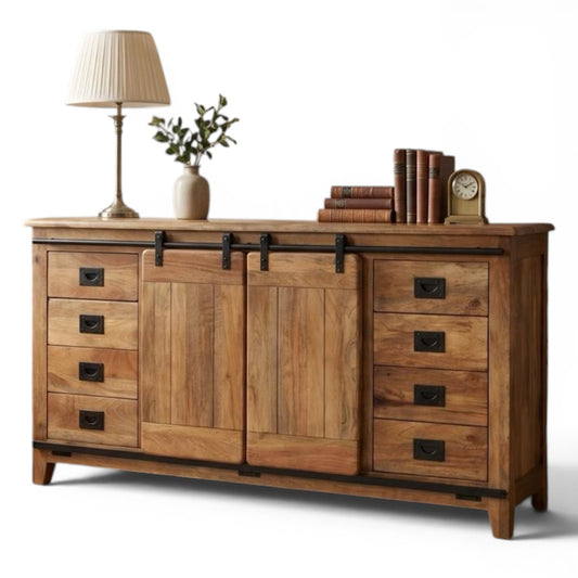 Industrial Solid Mango Wood Sideboard