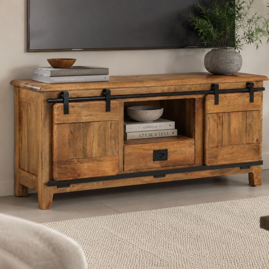 Industrial Solid Mango Wood TV Unit