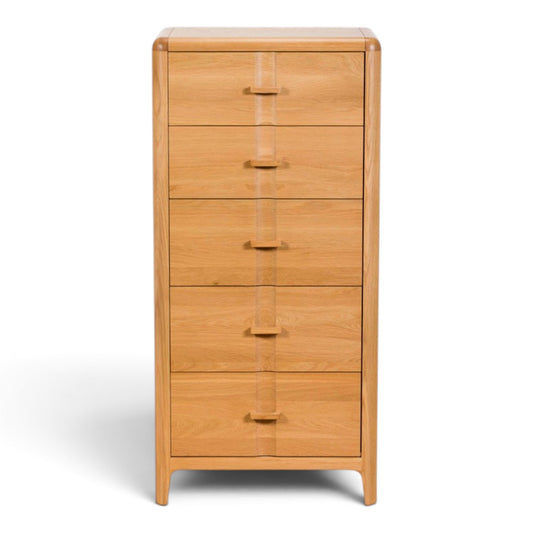 Maddison Oak 5 Drawer Tall Chest