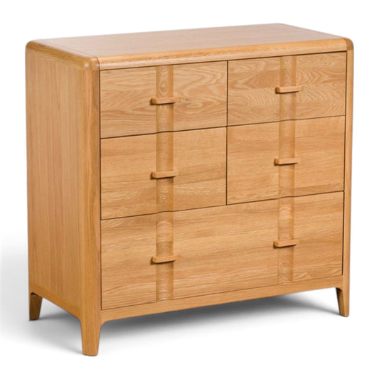 Maddison Oak 5 Drawer Wide Chest