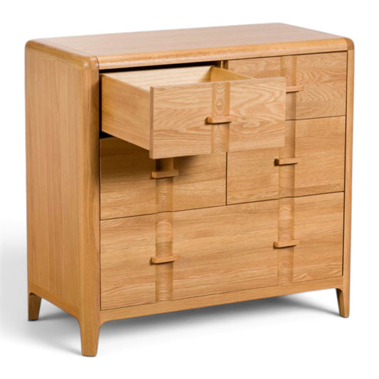 Maddison Oak 5 Drawer Wide Chest