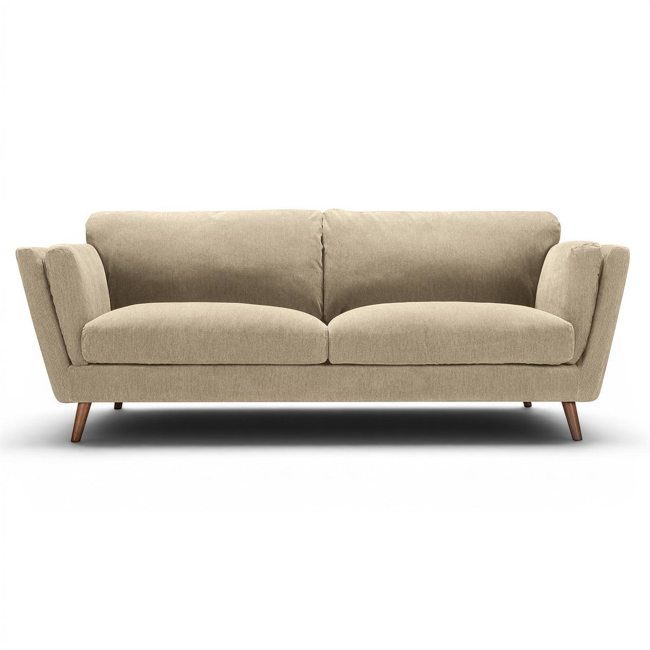 Nova - 3 Seater Moss Cold Beige Corduroy - Pieces For Places
