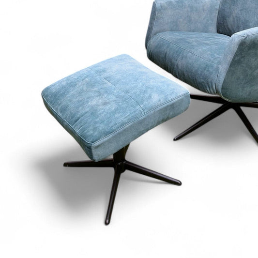 Ocean Blue Hygge Reclining Chair & Stool - Pieces For Places