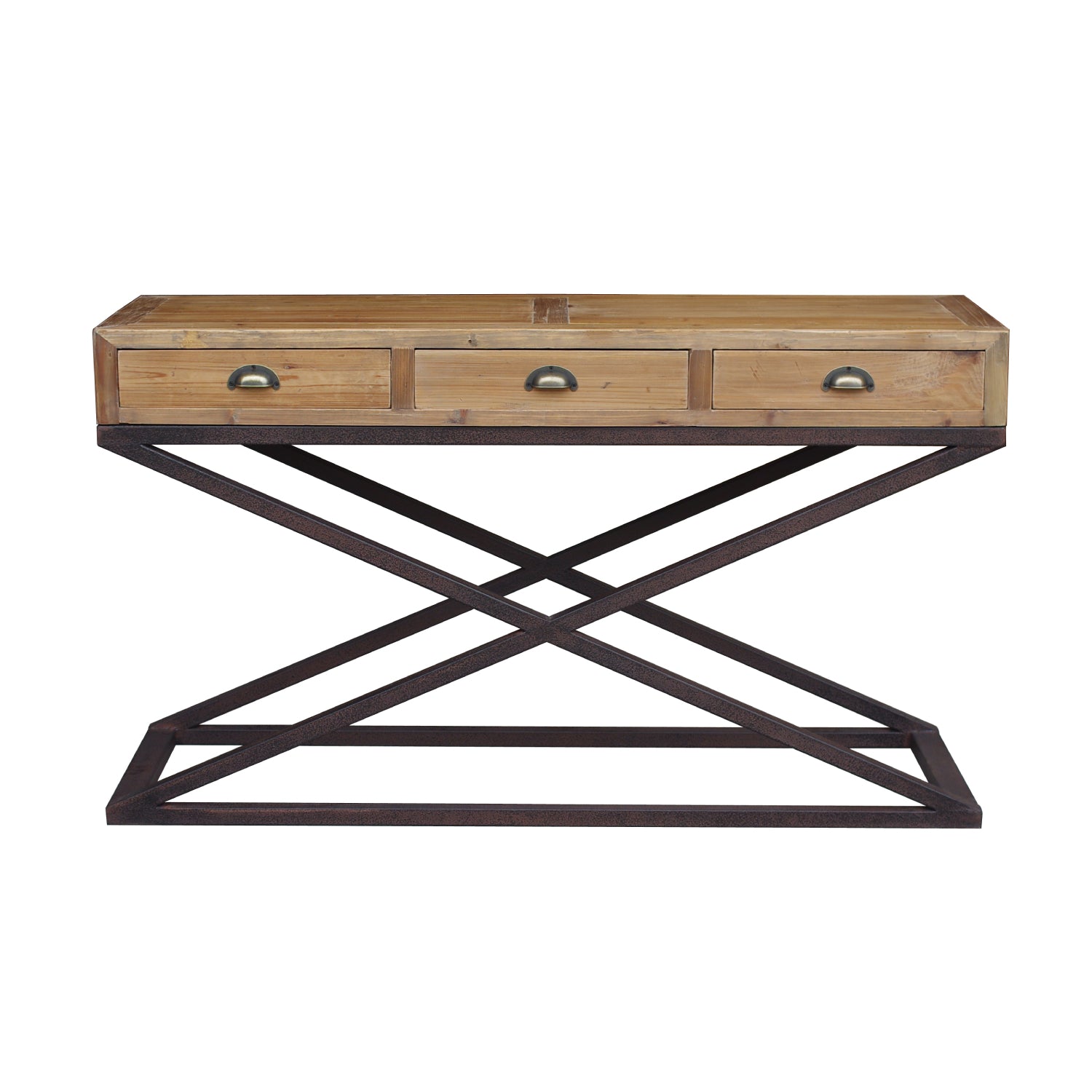 Oyster Pine 3 Drawer X Base Console Table - Pieces For Places