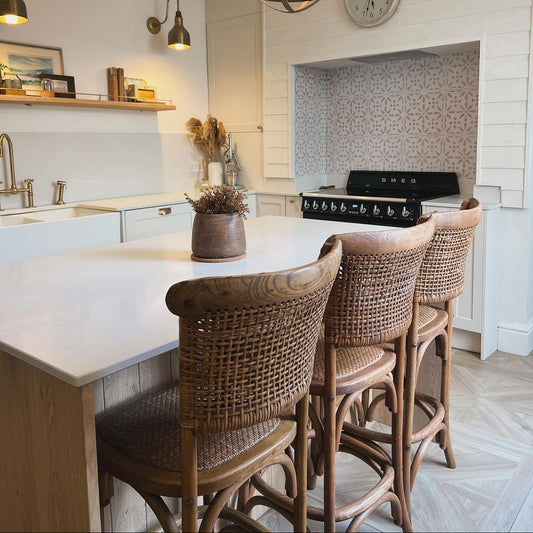 Oyster Oak Woven Back Barstool