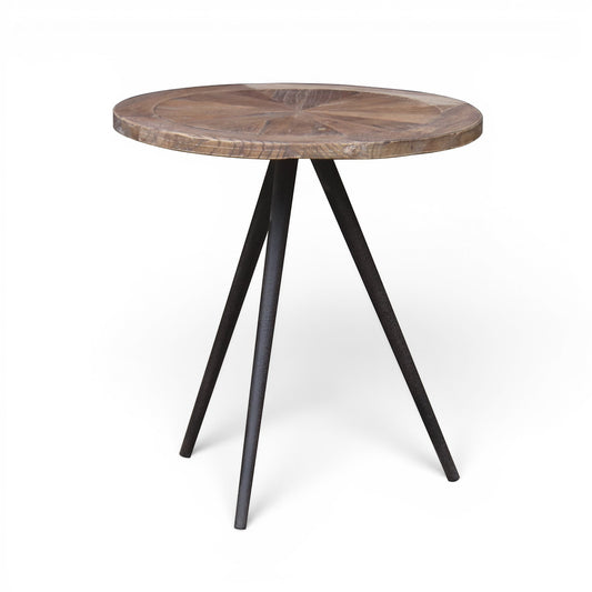 Oyster Elm Parquet Round Side Table - Pieces For Places