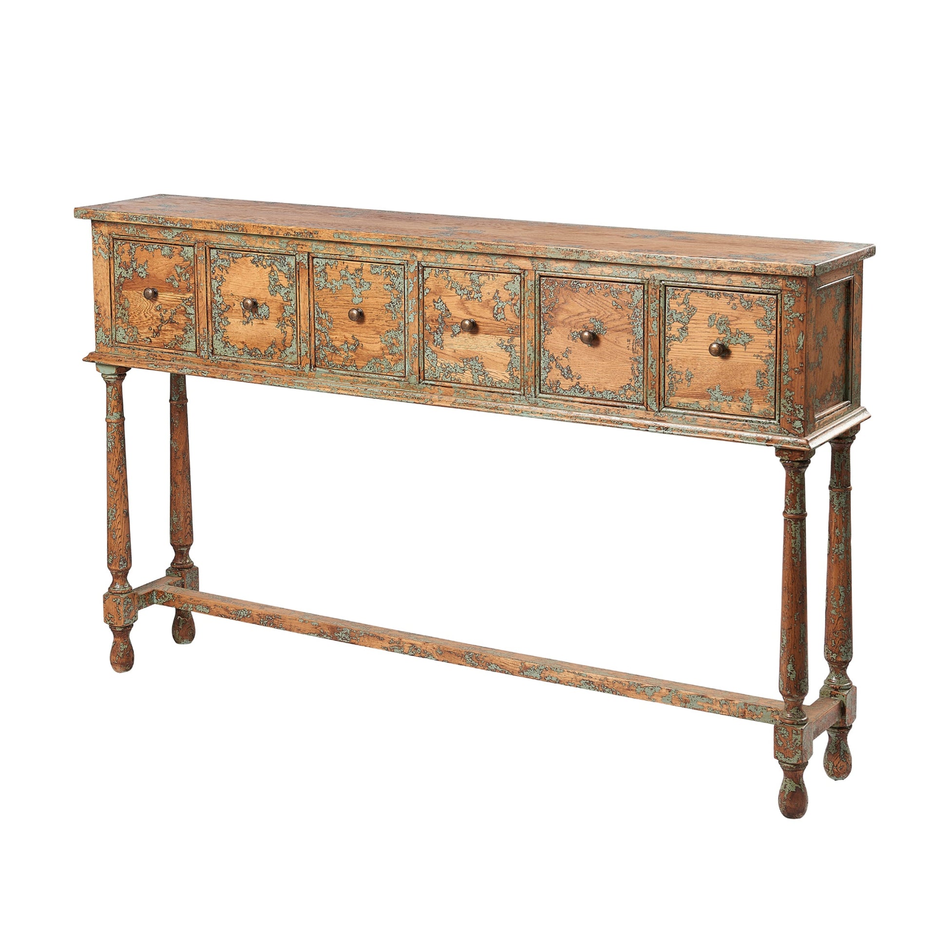 Thames Oak 6 Drawer Narrow Console Table - Pieces For Places