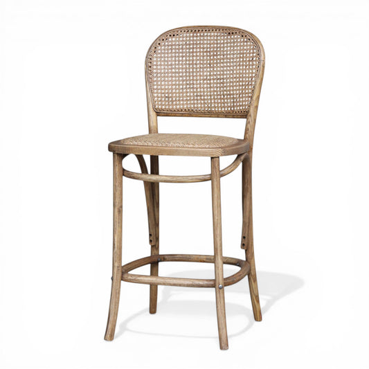 Oyster Oak Woven Curved Back Barstool