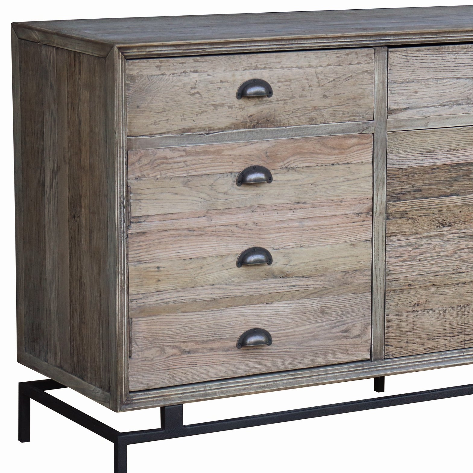 Oyster Reclaimed Elm 3 Door 3 Drawer Sideboard - Pieces For Places