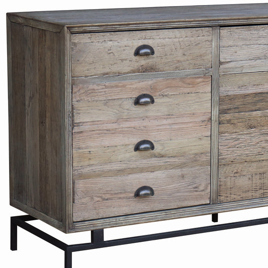 Oyster Reclaimed Elm 3 Door 3 Drawer Sideboard - Pieces For Places