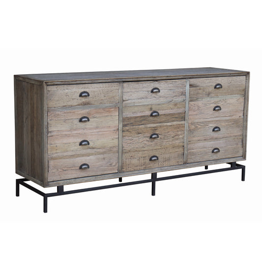 Oyster Reclaimed Elm 3 Door 3 Drawer Sideboard - Pieces For Places