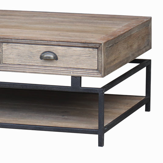 Oyster Reclaimed Elm & Iron Coffee Table - Pieces For Places