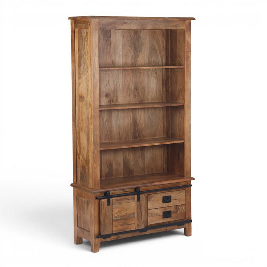 Industrial Solid Mango Wood Bookcase
