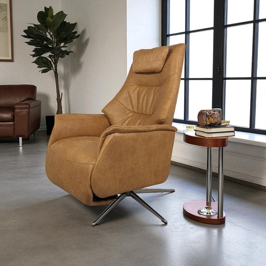 Sphinx Swivel Reclining Chair Tan Leather - Pieces For Places