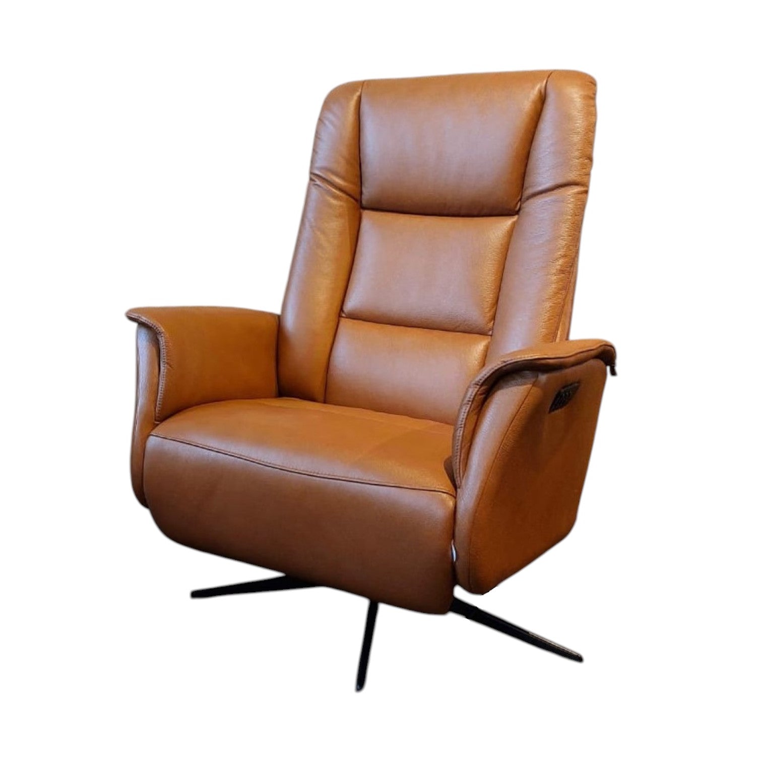 Rupert Electric Recliner Chair in Cognac Leather - Pieces For Places