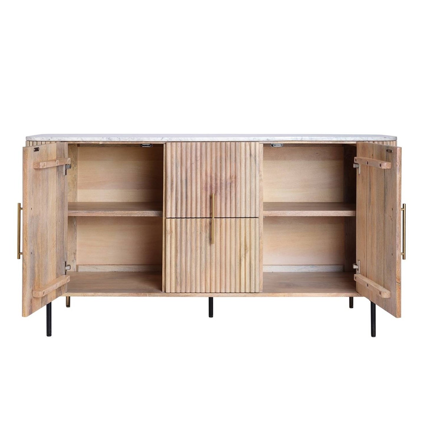 Reed Mango Wood & Marble Wide Sideboard