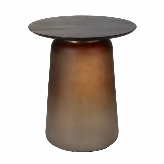 Thorpe Glass & Mango Wood Lamp Table