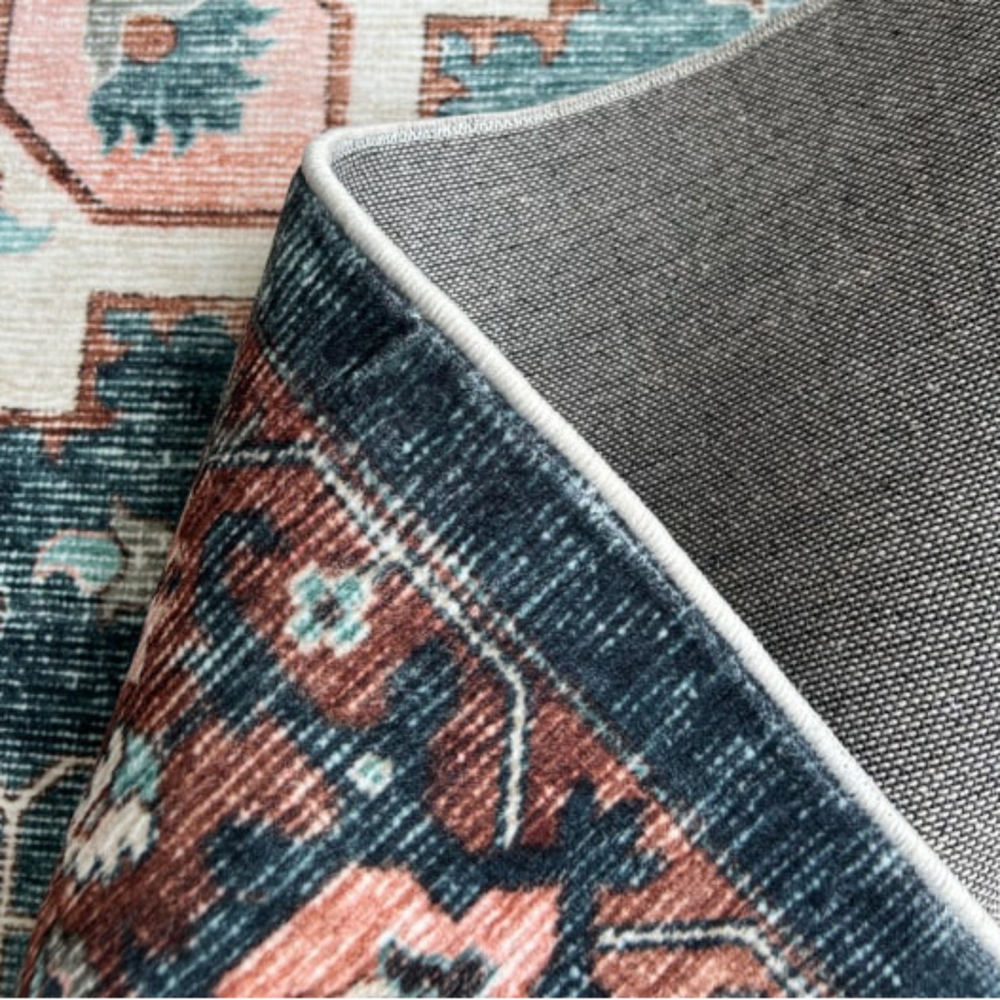 Persian Style Teal & Terracotta Medallion Rug