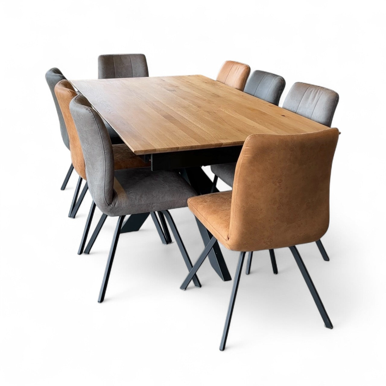 Slider Oiled Oak Extending Dining Table - Pieces For Places