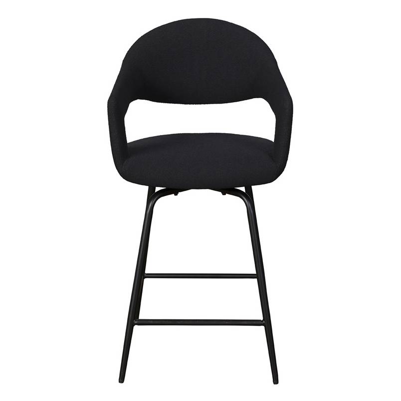 Aladdin Black Boucle Swivel Barstool - Pieces For Places