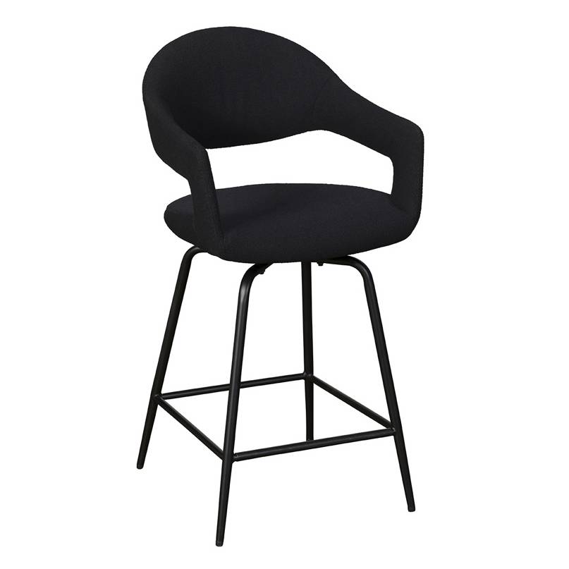 Aladdin Black Boucle Swivel Barstool - Pieces For Places