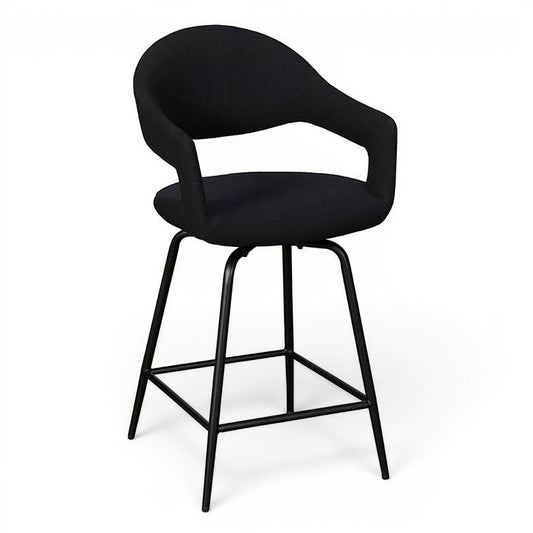 Aladdin Black Boucle Swivel Barstool - Pieces For Places