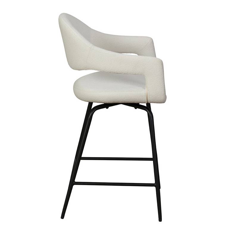 Aladdin White Boucle Swivel Barstool - Pieces For Places