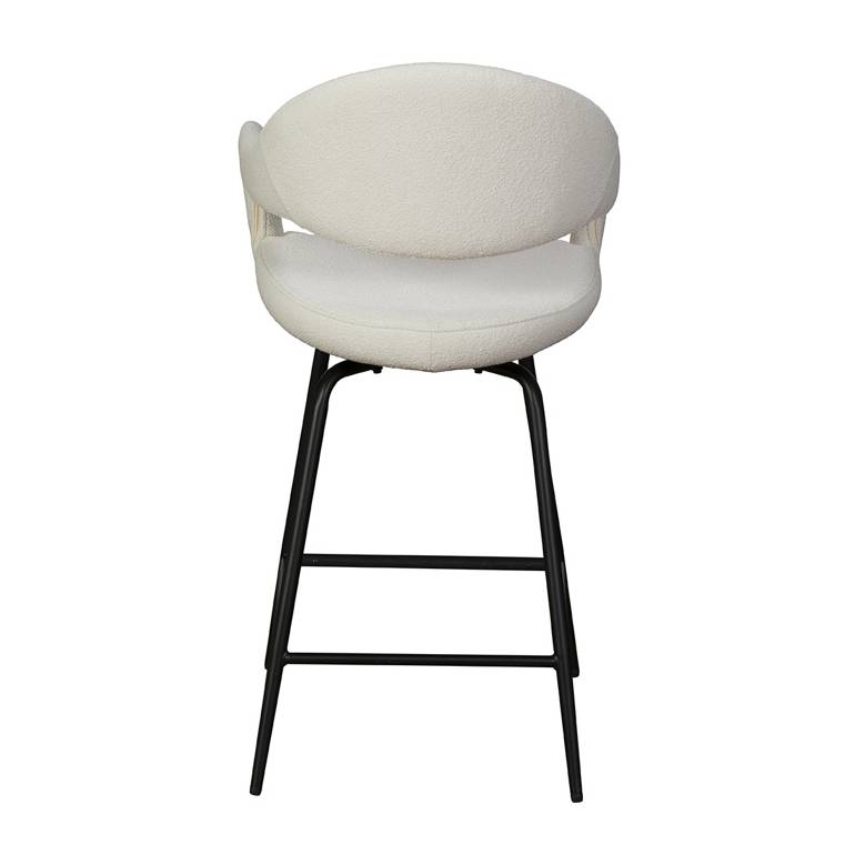 Aladdin White Boucle Swivel Barstool - Pieces For Places