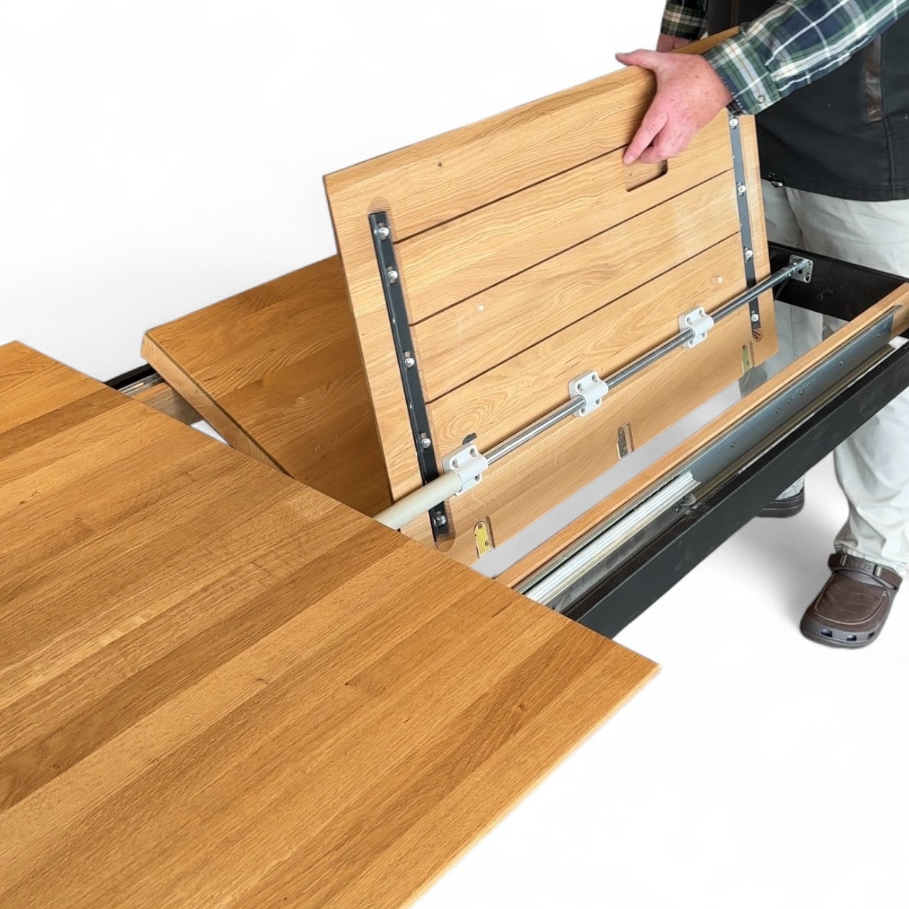 Slider Oiled Oak Extending Dining Table - Pieces For Places