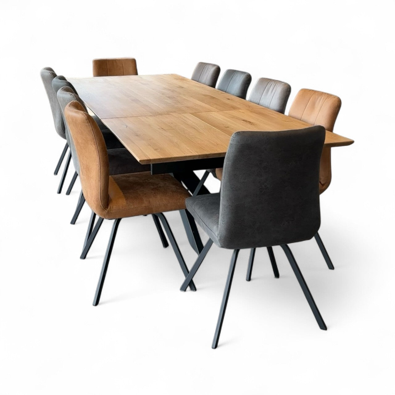 Slider Oiled Oak Extending Dining Table - Pieces For Places