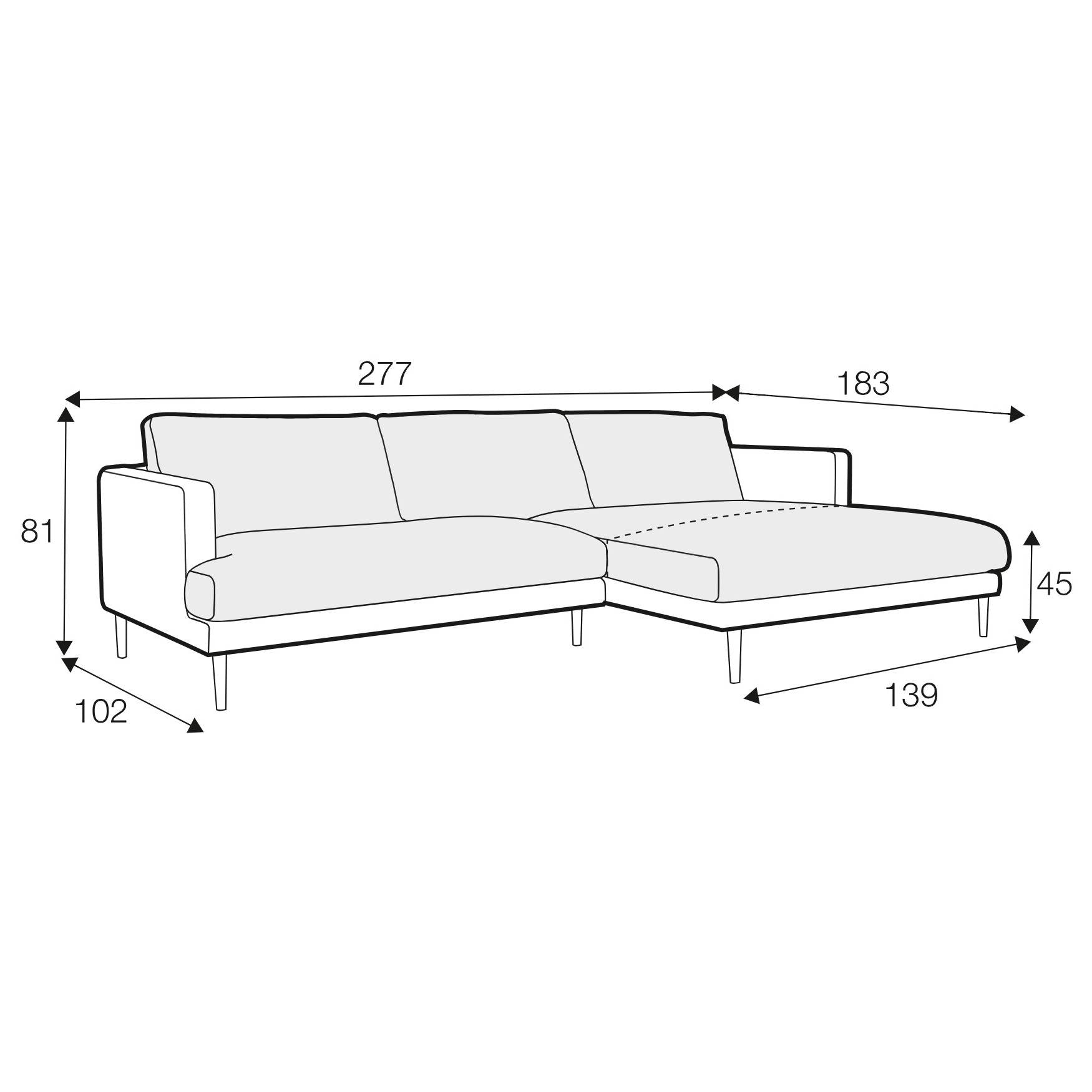 Britt 4 Seater Set 1 Chaise Sofa - Pieces For Places
