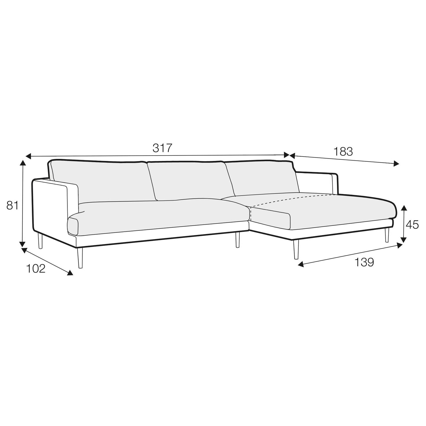 Britt 5 Seater Set 2 Chaise Sofa - Pieces For Places