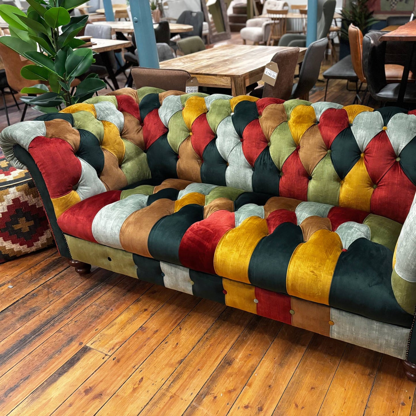 Chadderton Velvet Patchwork Chesterfield - 6 Sizes - Pieces For Places