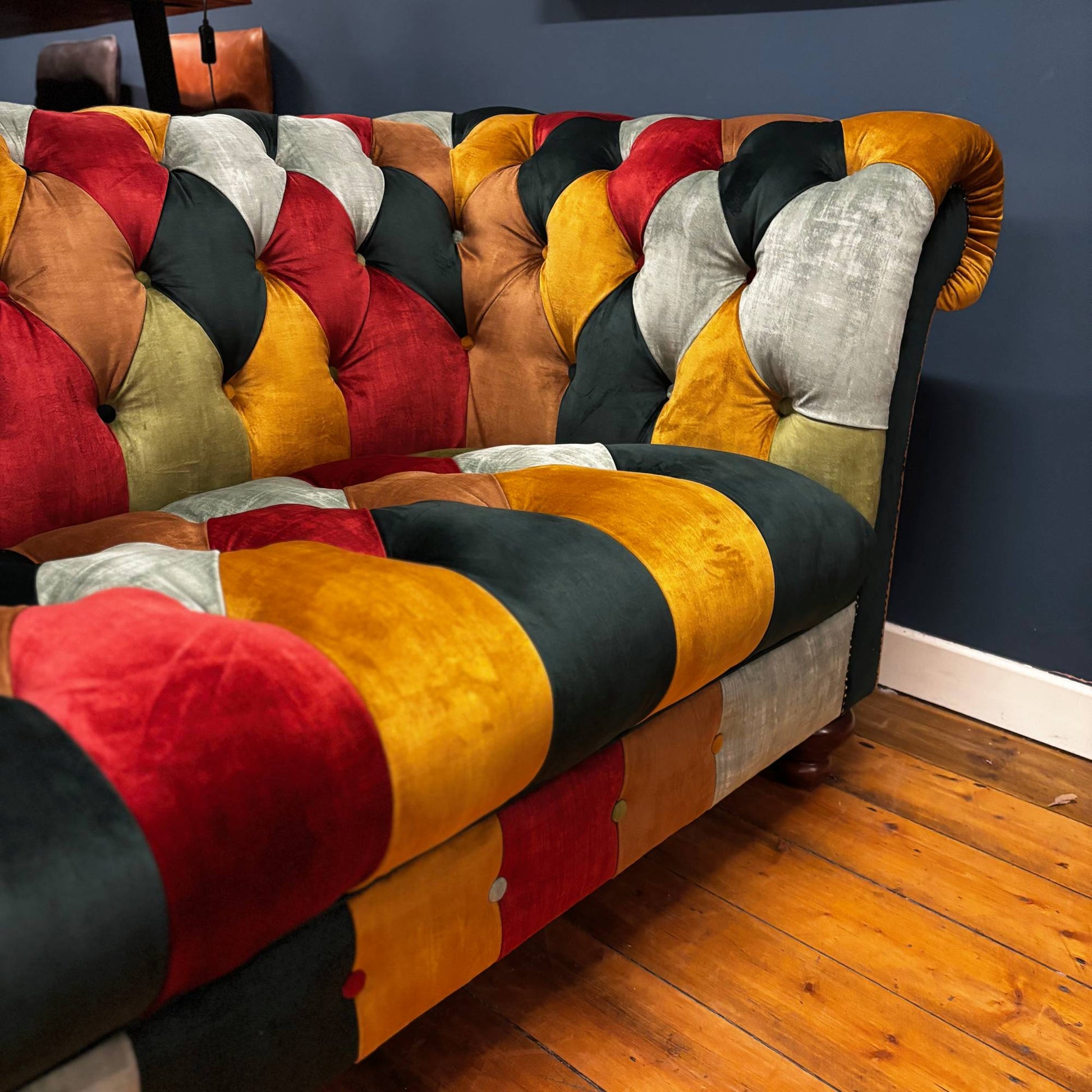 Chadderton Velvet Patchwork Chesterfield - 6 Sizes - Pieces For Places