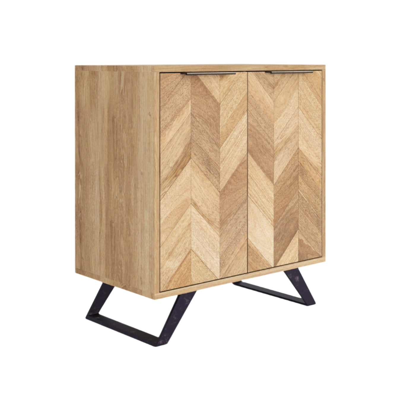 Chevron Mango Wood 2 Hall Cabinet - Pieces For Places