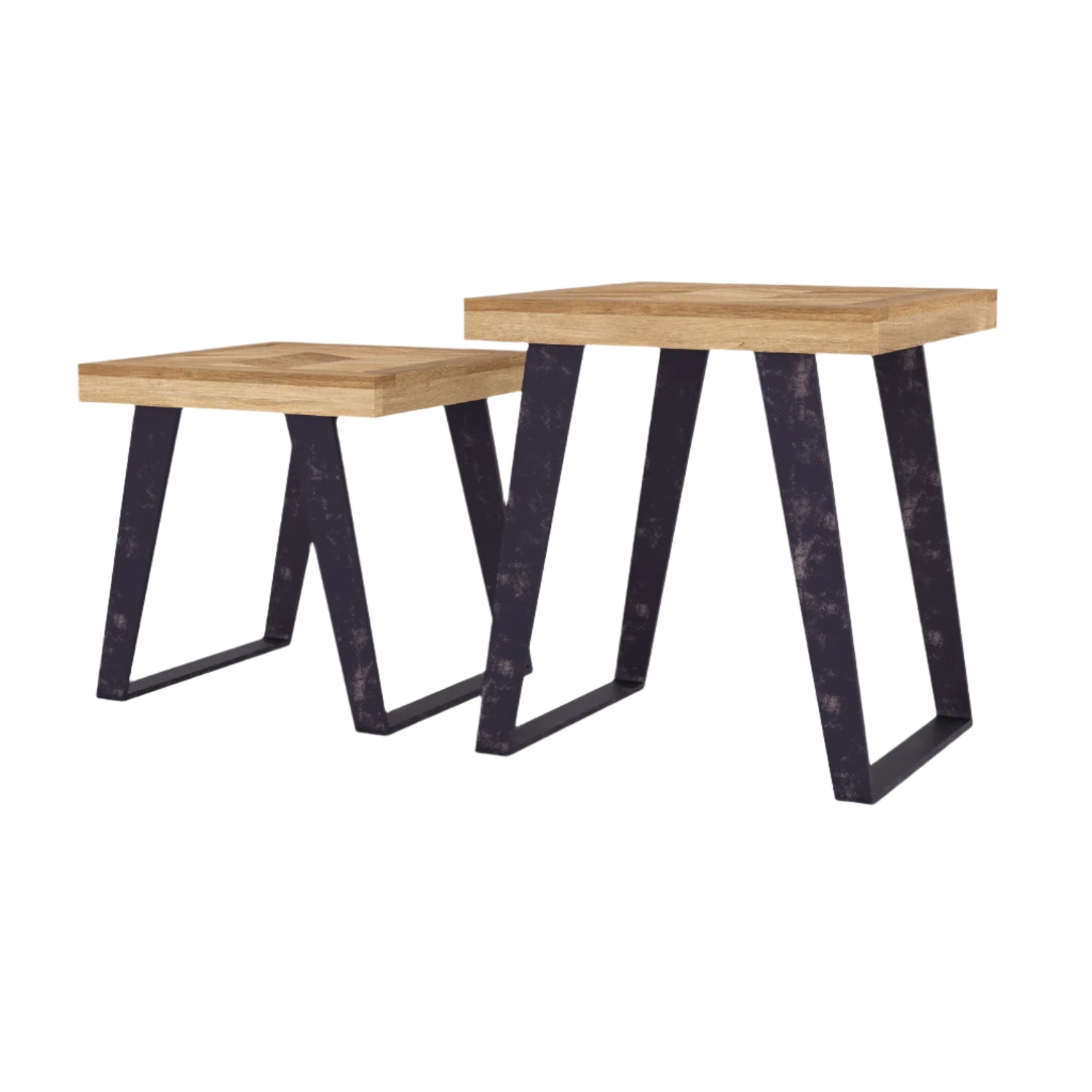 Chevron Mango Wood Nest of Two Tables - Pieces For Places