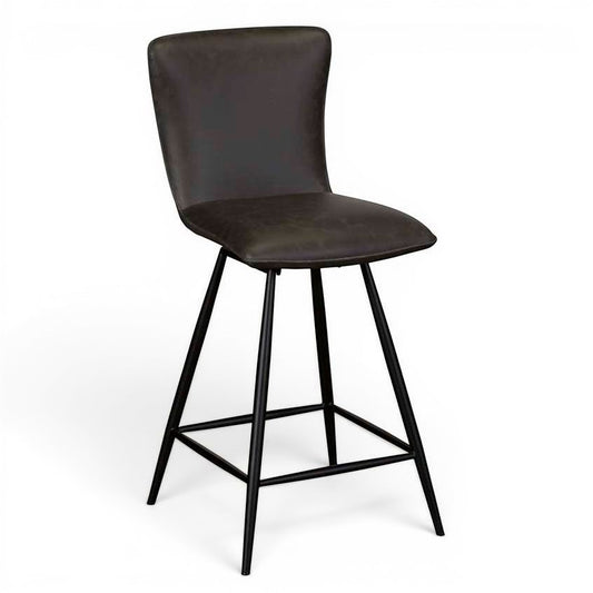 Ebba Grey PU Leather Barstool - Pieces For Places