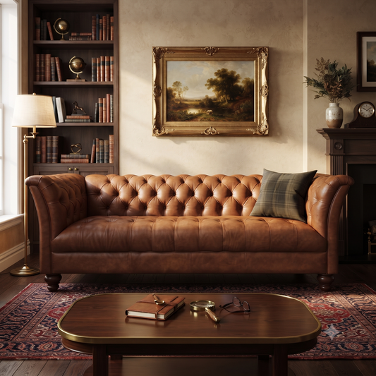 Garswood Leather 4 Seater Chesterfield