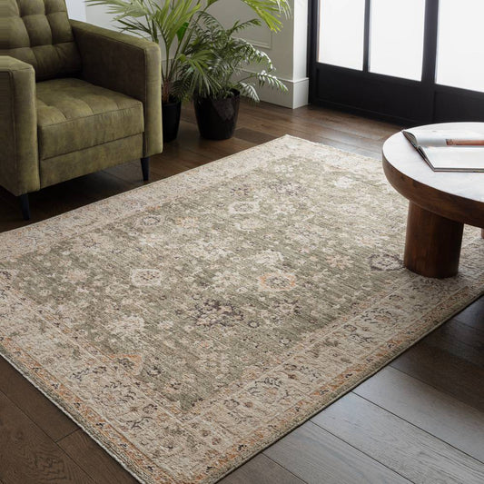 Ornate Green Heriz Rug - 67cm x 240cm
