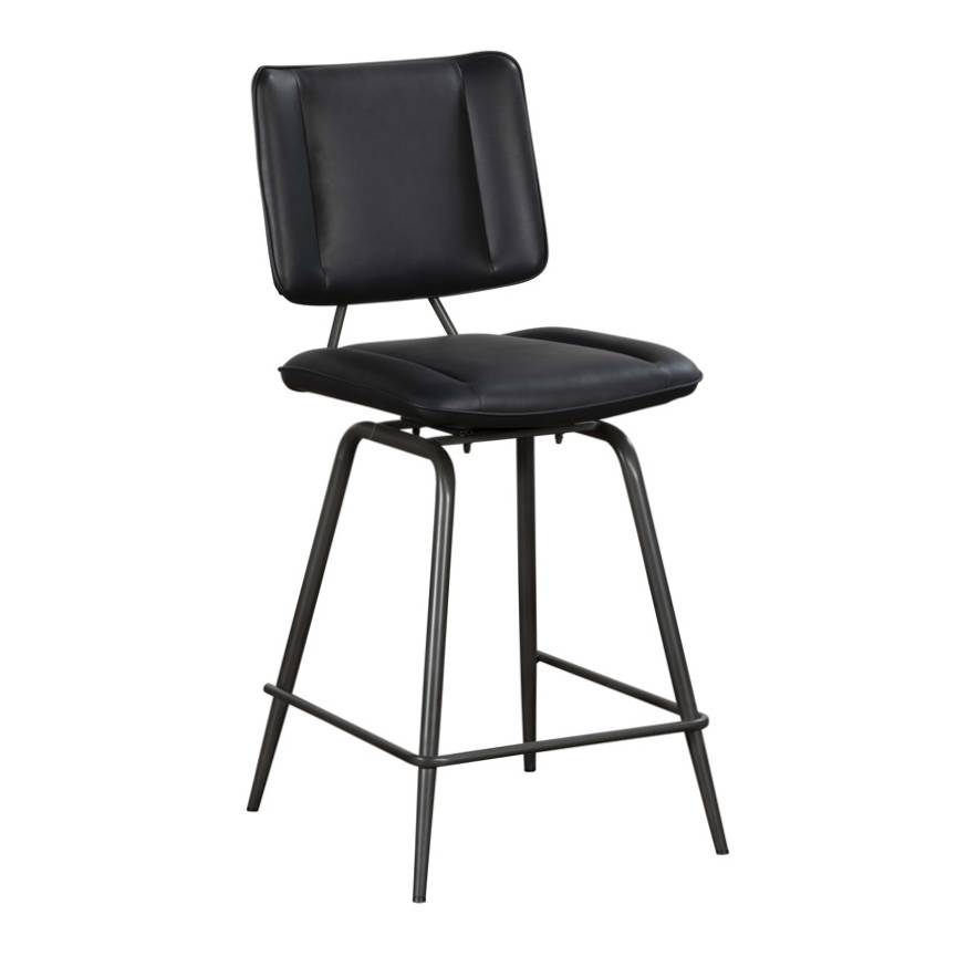 Josk Black PU Leather Barstool - Pieces For Places