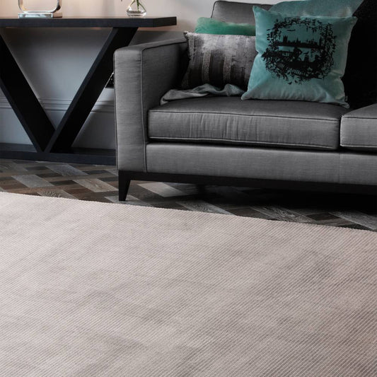 Plain Stripe Silver Kuza Rug - 200cm x 290cm