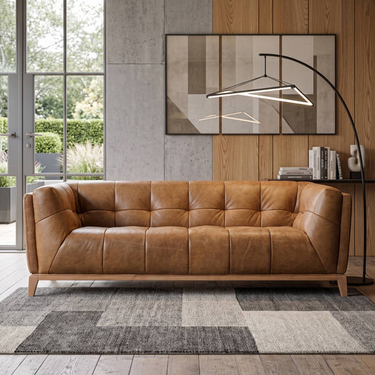 Leo Brown Italian Leather - 3 Seater Sofa