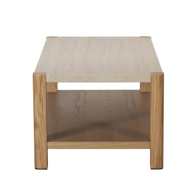 Lola Ceramic Travertine & Oak Coffee Table - Pieces For Places
