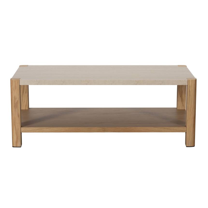 Lola Ceramic Travertine & Oak Coffee Table - Pieces For Places