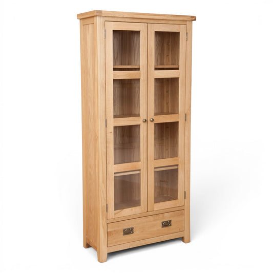 Marlowe Natural Oak Glazed Display Cabinet