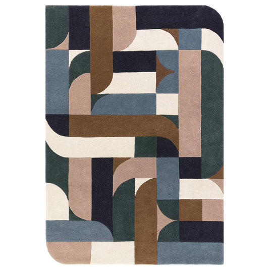 89 Klotski Teal Matrix Rug - 200cm x 300cm