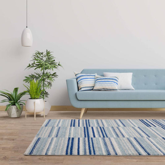 Blue Stripe Rug MU05 Muse Rug - 120cm x 170cm