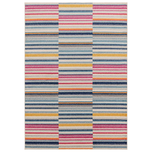 Multi-Coloured Stripe Rug MU06 Muse Rug - 200cm x 290cm